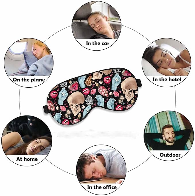 Goth Skull Sleep Eye Mask Halloween Mushroom Vampire Magic Witch Witchcraft Men Women Sleep Mask with Adjustable Strap Eye Cover Eye Shade for Travel, Nap,Meditation - Bloomnest