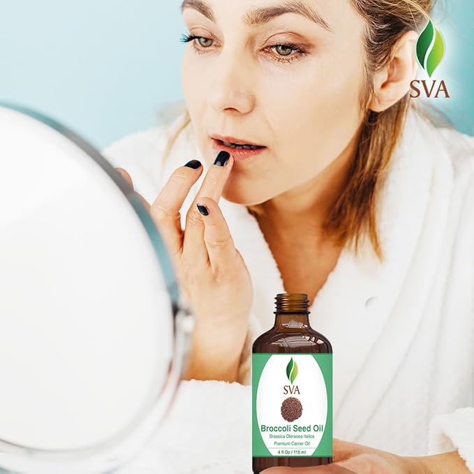 SVA Broccoli Seed Oil - 4 Fl Oz – 100% Natural Cold Pressed Broccoli Oil - for Face, Skin Care, Hair Care, Scalp Massage & Body Massage – Carrier Oil with Dropper - Bloomnest
