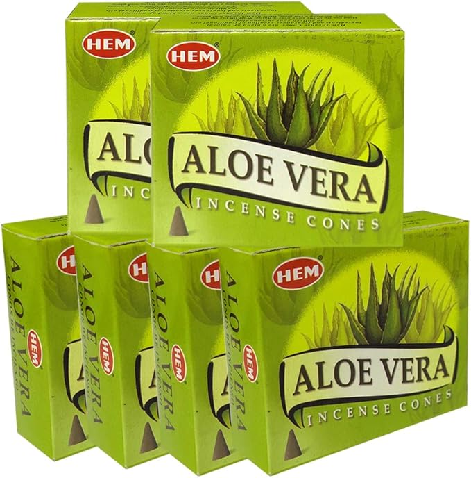 TRUMIRI Incense Cone Holder Bundle with Hem Aloe Vera Incense Cones - Pack of 6 (Approx 60 Cones) TRUMIRI