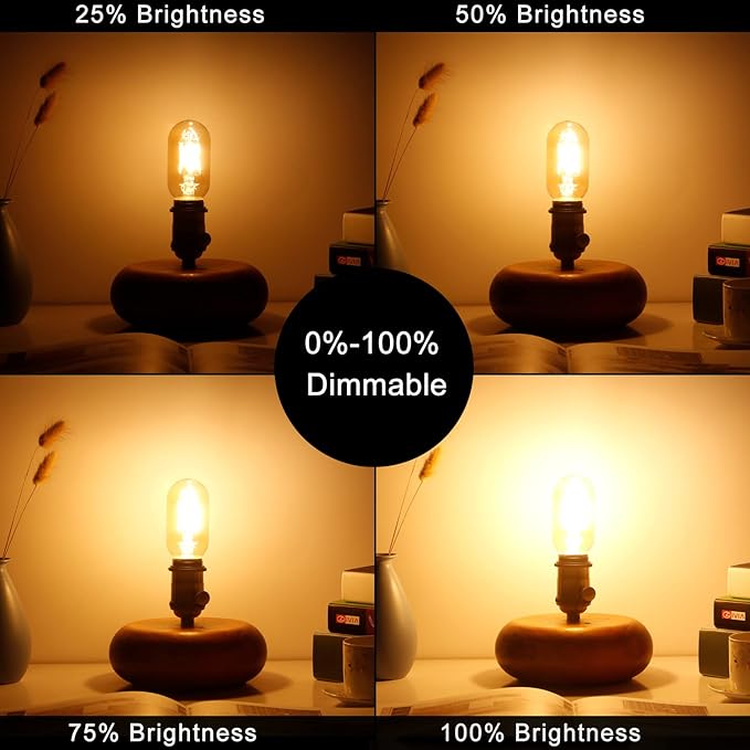 LiteHistory E26 LED Bulb 6W Equivalent E26 Bulb 60 watt Warm White 2200K Amber E26 Edison Bulb dimmable AC120V 400lm Tubular T14 T45 LED Bulb for Pendant, Sputnik,Vanity,Wall sconces Pack of 6 - Bloomnest
