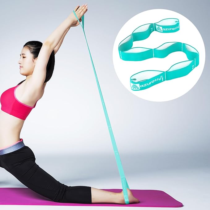 Premium Durable Stretch Straps with Loops, Stretching Strap for Physical Therapy, Multi-Loop Yoga Strap Fitness Exercise Strap for Yoga, Pilates, Dance, Flexibility&Exercise - Bloomnest