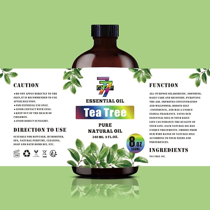 Tea Tree Essential Oil (8 oz/240 ml) — Tea Tree Oils for Aromatherapy, diffusers, humidifiers, Home fragrances, DIY Skin Care, Soap Making, DIY Candle, Yoga, and Meditation - Bloomnest