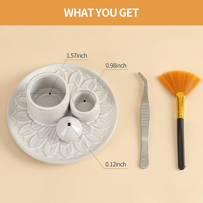 Palo Santo Sticks Holder, Multi-Purpose Handmade Ceramic Incense Burner for Palo Santo Incense Sticks, Sage Holder for Burning, Ash Catcher Tray for Meditation Yoga Room (White) ToolSentryX