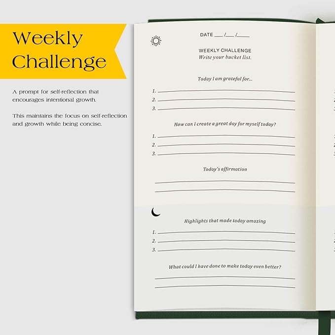 The Original Gratitude Journal with Inspiring Prompts & Quotes for Mindfulness, Reflection & Personal Growth - Daily Wellness Journal for Men & Women - Luxurious Earth Green Cover Bloomnest