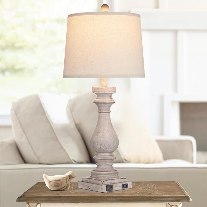29" Tall Table Lamp for Living Room Set of 2,Vintage Bedside Nightstand Lamps with USB C+A Ports & AC Outlet,3-Way Dimmable Touch Control Desk Lamp for Bedroom,Color 2 - Bloomnest