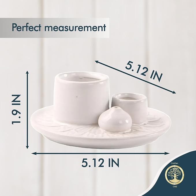 4-in-1 Palo Santo Holder, Sage & Incense Stick Burner – Ceramic White Ash Catcher Tray for Meditation, Yoga, Smudging & Spiritual Cleansing – Incense Holder for Sticks & Sage (White) - Bloomnest
