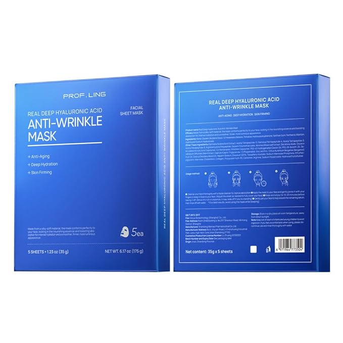 Full-Spectrum Hyaluronic Acid Face Mask – Deep Hydration & Anti-Wrinkle Lifting Sheet Mask, Plumping & Firming Treatment for Fine Lines, Elasticity Boosting Hydrating Facial Mask-5ea - Bloomnest