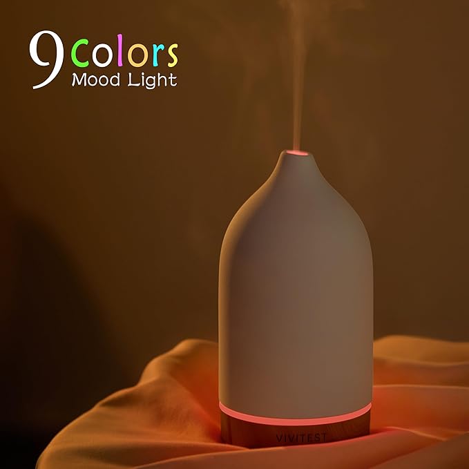 VIVITEST 200ML Ceramic Essential Oil Diffuser,Stone Essential Oil Diffuser,Ultrasonic Aromatherapy Diffusers for Home - Bloomnest