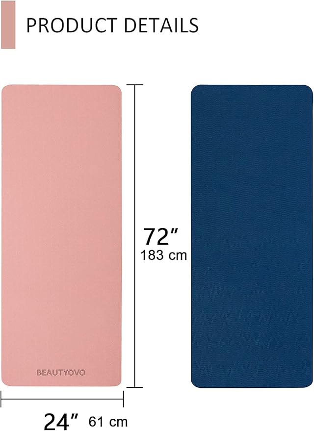 BEAUTYOVO Yoga Mat with Strap, 1/3 Inch Extra Thick Yoga Mat Double-sided Non Slip, Professional TPE Yoga Mats for Women Men, Workout Mat for Yoga, Pilates and Floor Exercises - Bloomnest