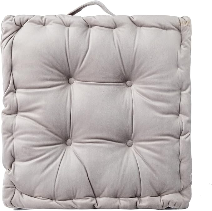 Square Floor Cushion, 15" Soft Velvet Floor Seating Pillow Cushion with Handle Thicken Decorative Floor Pillow Cushion for Yoga Living Room Balcony Outdoor Bedroom Tatami, Grey - Bloomnest