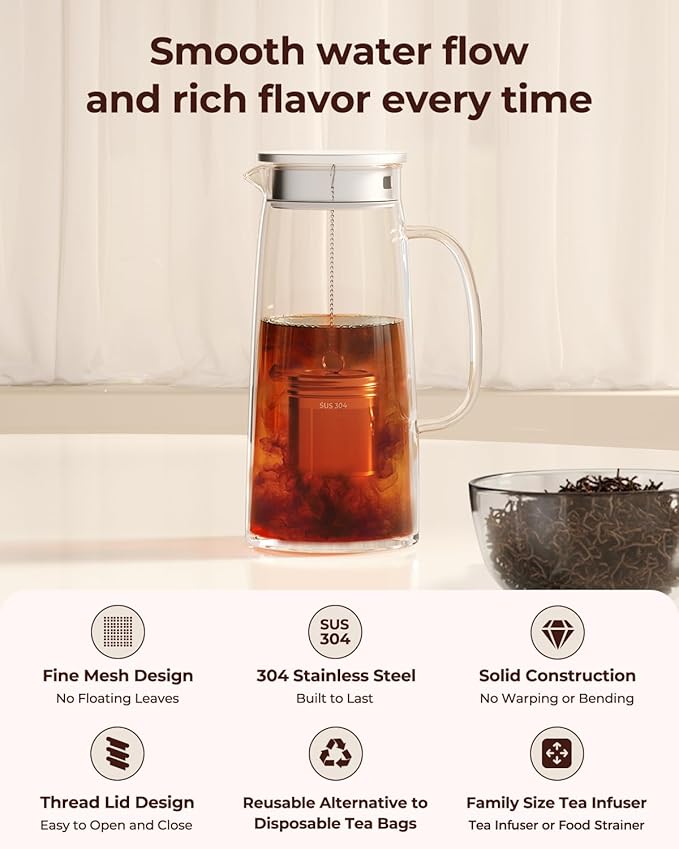 Reinmoson 2 Pack Large Tea Ball Infuser for Loose Leaf Tea & Spice Ball for Cooking Soup, 304 Stainless Steel, Threaded Lid, Chain Hook, Extra Fine Mesh Tea Strainer Ball for Herb, Iced Tea - Bloomnest