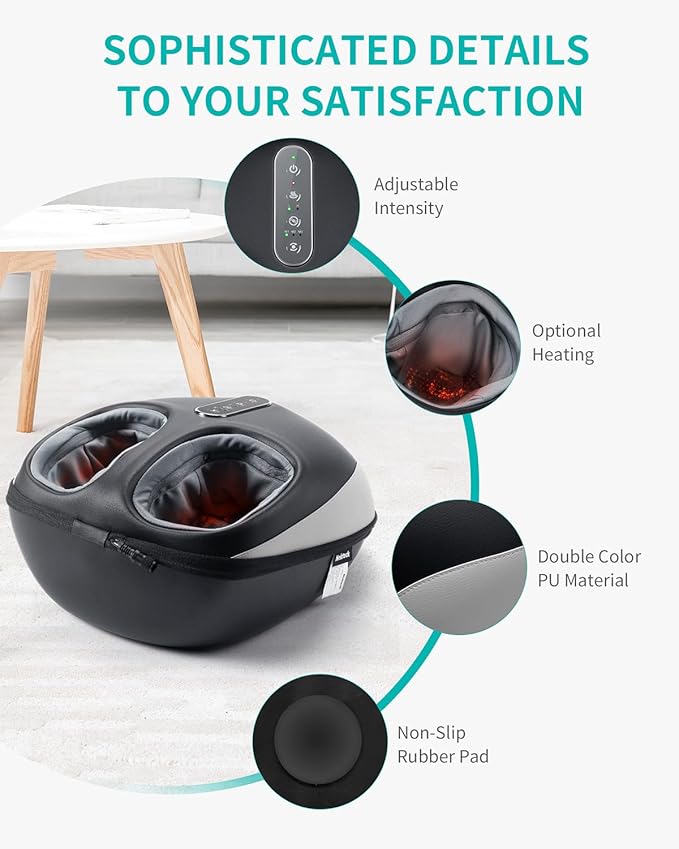Nekteck Foot Massager Machine with Heat, Deep Kneading Shiatsu Foot Massager with Air Compression, Soothe Muscles, Multiple Massage Modes & Adjustable Intensity Christmas Gifts for Her & Him - Bloomnest
