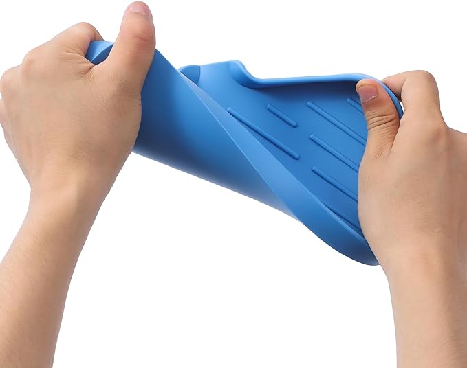 Silicone Bathroom Soap Dishes with Drain Spout Bathroom and Kitchen Sink Organizer,Sponge Holder,Dish Soap Tray,Perfect for Dispenser,Scrubber,Bottle,Cup on Counter Lichen Blue 9.6"×5.3" - Bloomnest