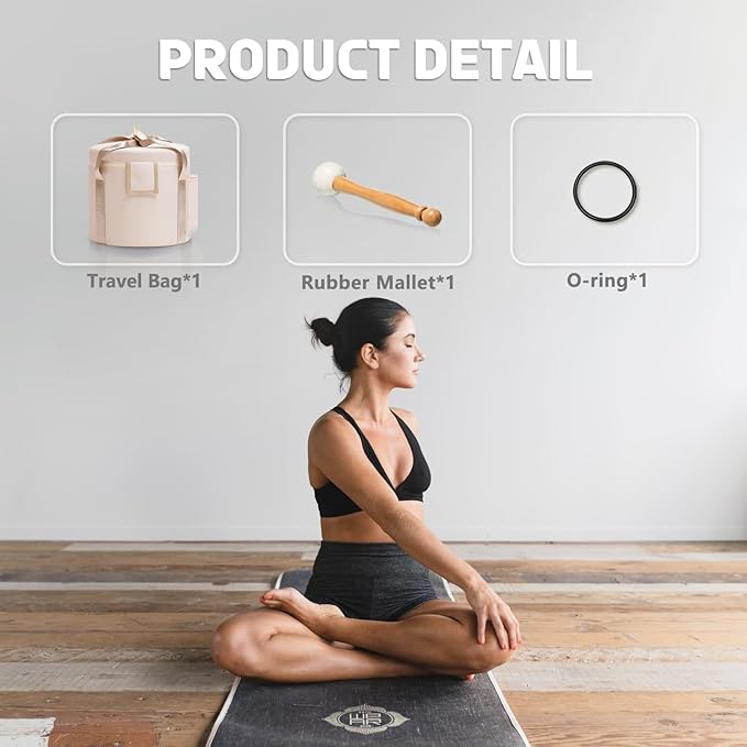 432HZ 7 Inch F Note Heart Chakra Frosted Quartz Crystal Singing Bowl Meditation Therapy Sound Healing Bowl with Mallet O-ring and White Carry Bag - Bloomnest