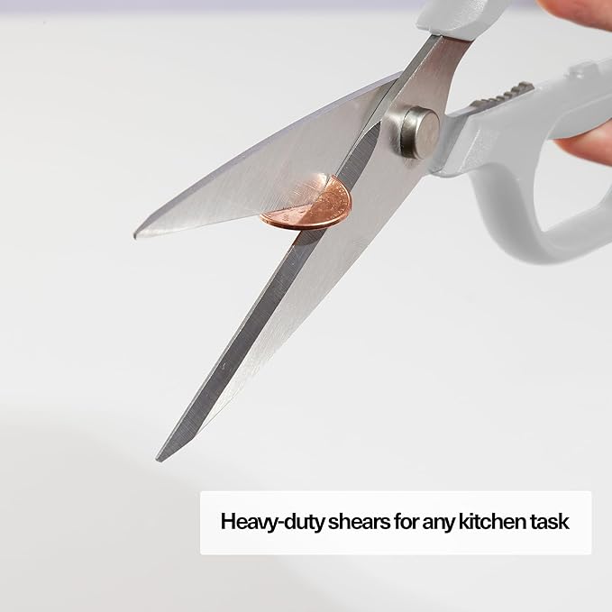 Misen Heavy Duty Kitchen Shears - Comfortable Ambidextrous Scissors for Meat, Poultry, Herbs & More - Easy to Clean - German Stainless Steel - Large | White - Bloomnest