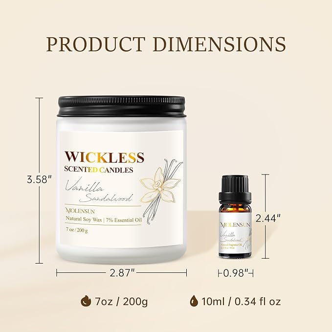 Vanilla Sandalwood Wickless Candle for Candle Warmer Lamp with 10ml Essential Oil for Custom Aroma, Flameless Non-Toxic Soy Scented Candle for Home, Christmas Holiday or Birthday Gift for Women & Men - Bloomnest