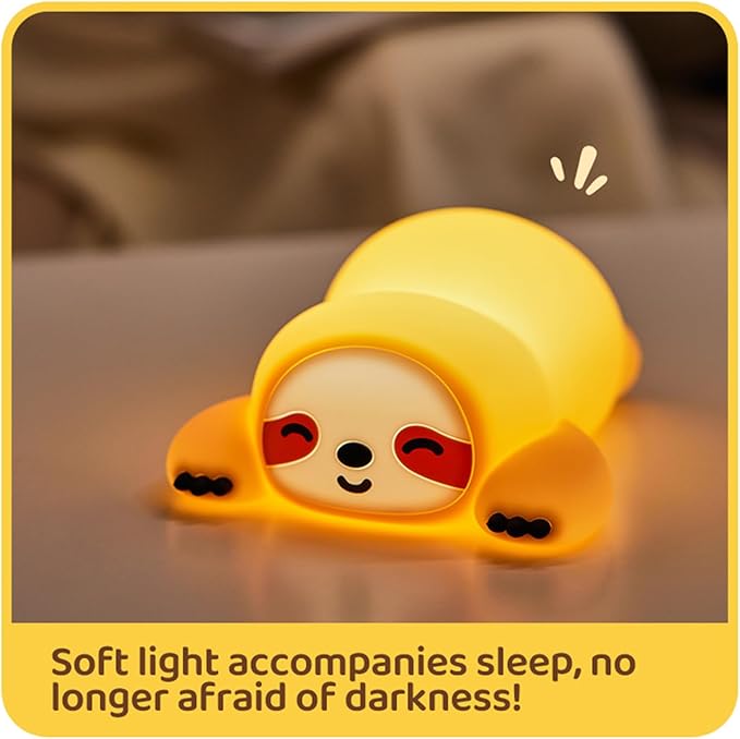 DREAMING MY DREAM Night Light for Kids,Squishy Sloth Night Light,LED Novelty Animal Nightlight,3 Levels Dimmable,30Min Timer Nursery Lamp for Kids, Bedroom Baby Boys Girls Gifts - Bloomnest