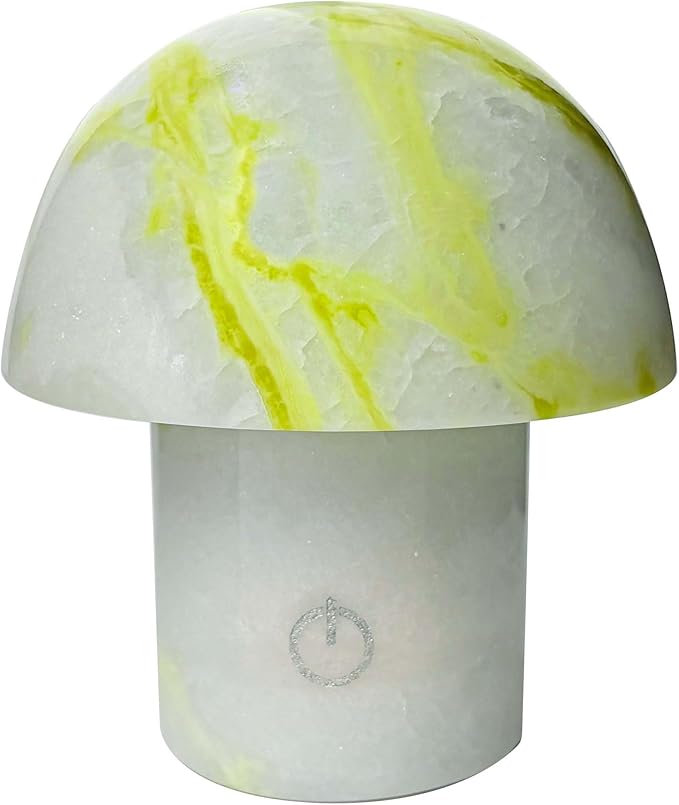 Arctic Green Gemstone Mushroom Lamp - Natural Luxury Stone Night Light with LED, Touch Control 3 Brightness, USB Rechargeable Bedside Decor Gift - Bloomnest
