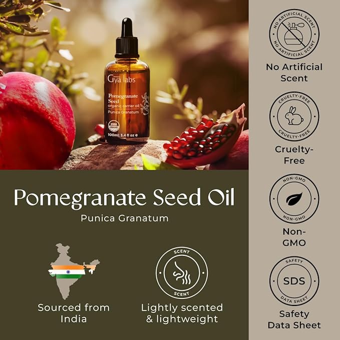 Gya Labs Pomegranate Seed Carrier Oil - 3.4 Fl Oz - for Hair, Skin, Face, Scalp & Body Massage - Bloomnest