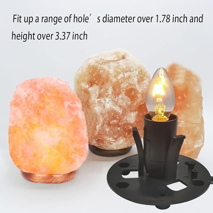 Himalayan Salt Lamp Cord Replacement with Dimmer Switch, 5 Feet Cords with Base Assembly and 6 E12 Halogen Bulbs - Bloomnest