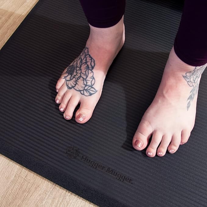 Hugger Mugger Ultimate Cushion Yoga mat - Black - Ultimate thick, grippy, soft yoga mat, extra long and wide, and extra cushion - Bloomnest