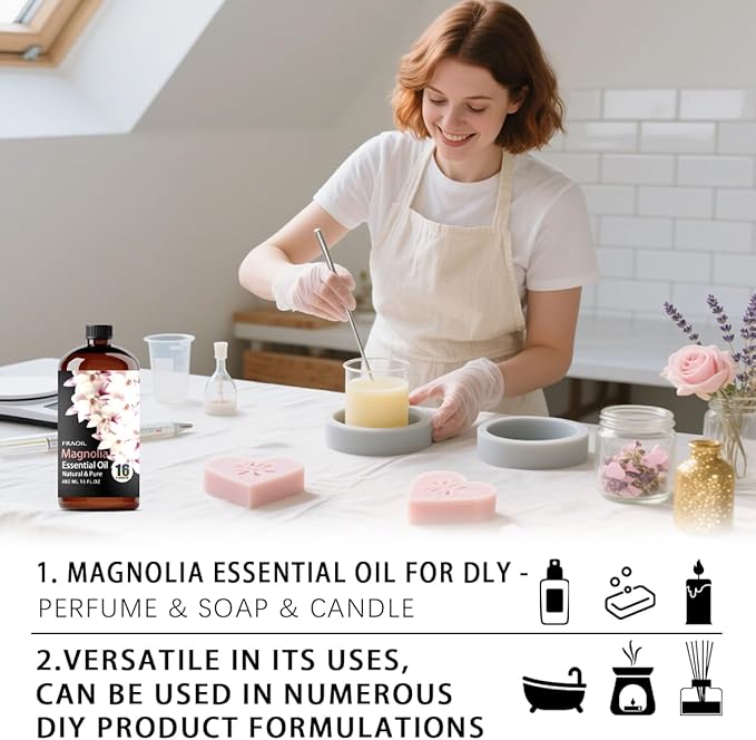 Magnolia Essential Oil, Magnolia Oil 16 Fl Oz 480 ML for Diffuser Humidifier Yoga Cleaning DIY Candle Soap Making Perfume Gift for Women Essential Oils - Bloomnest