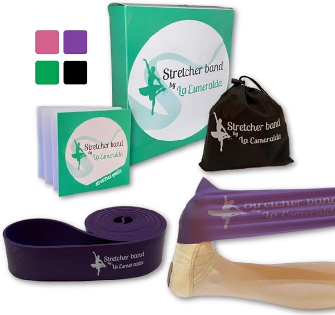 La Esmeralda Stretch Bands Set of 2 for Ballet, Dancers, Gymnastics .Resistance Bands to Improve Flexibility, Splitting and Strenght. 3 Colors, Gift Box, Instruction Booklet, Carry Bag Including. - Bloomnest
