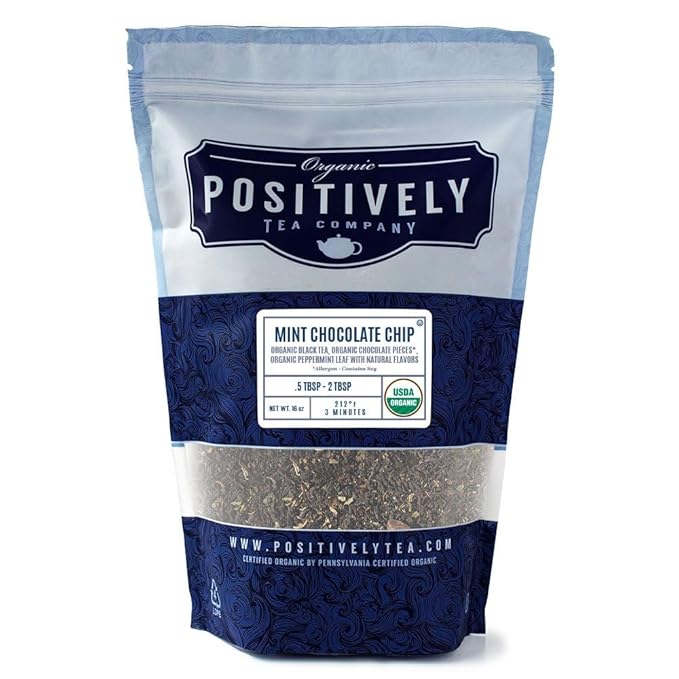 Organic Positively Tea Company, Mint Chocolate Chip, Black Tea, Loose Leaf, 16 Ounce - Bloomnest