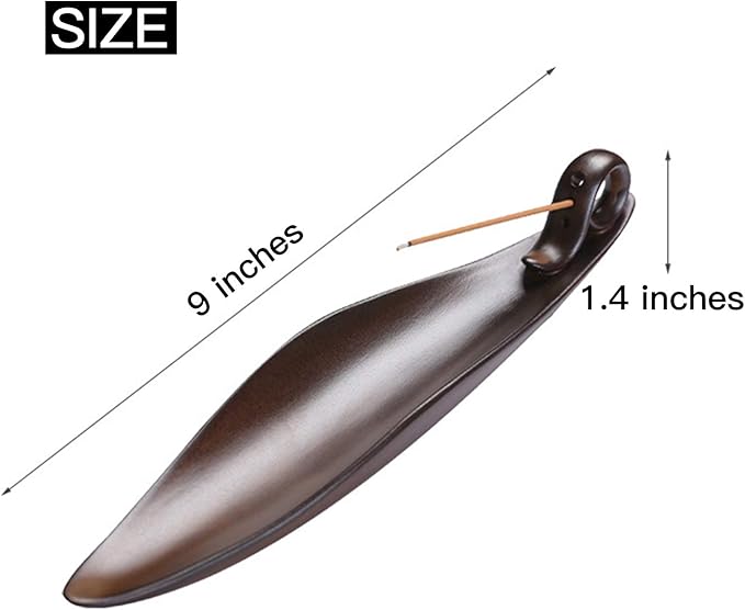 9" Length Incense Stick Holder with 3 Holes, White Porcelain Incense Tray Ash Cather for Spa, Meditation Room, Yoga, Home, Office (Brown) - Bloomnest