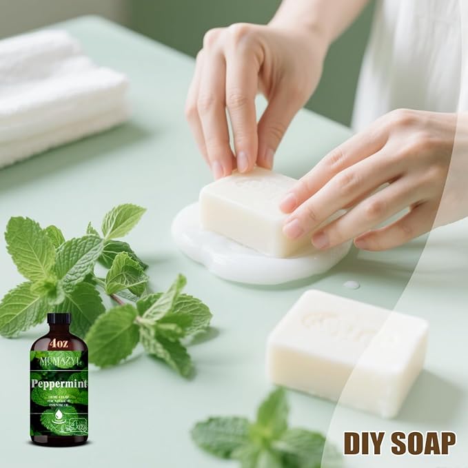Peppermint Essential Oil, Peppermint Oil 4 Fl Oz 120ML for Diffuser Humidifier Yoga Cleaning DIY Candle Soap Making Essential Oils - Bloomnest