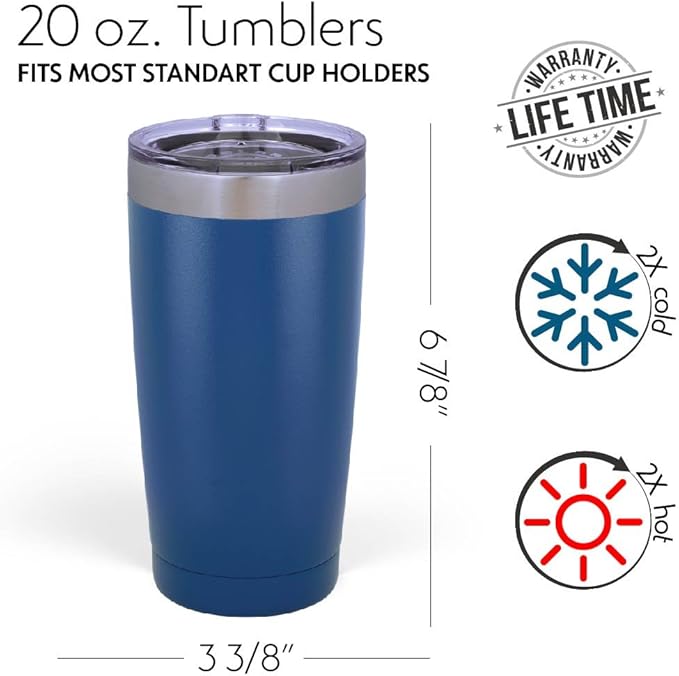 Personalized Tumbler with Engraved Name - 12 Designs, 20 Oz Coffee Tumbler with Slider Lid, Sky Blue, Double Wall Insulated - Custom Gifts for Women - Bloomnest