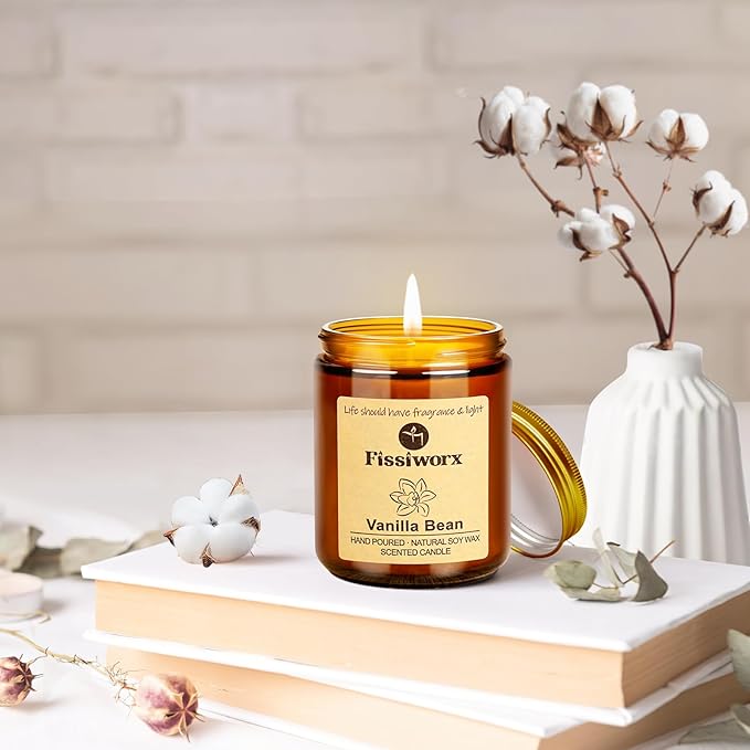 Vanilla Scented Candle Set 2 Pack, Candle for Home Scented, Odor Eliminating, Stress Relief, total15oz, 110 Hours Long Lasting Candles, Soy Candle Gift Set for Women - Bloomnest