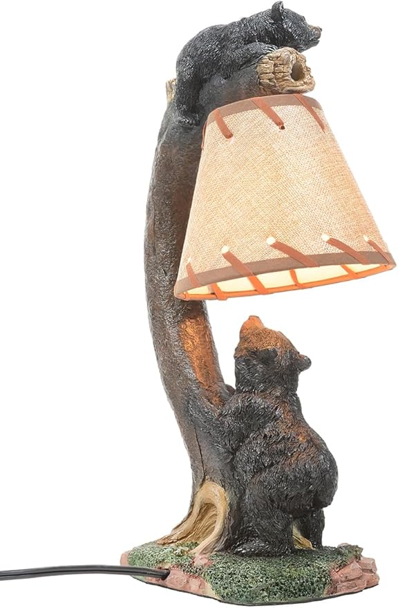 BLACK FOREST DECOR - Tree Climbing Bears Accent Lamp for Cabin, Living Room, Nightstand, Desk - Vintage Rustic Home Décor - 15.75" x 7.25" x 5.5" - Bloomnest