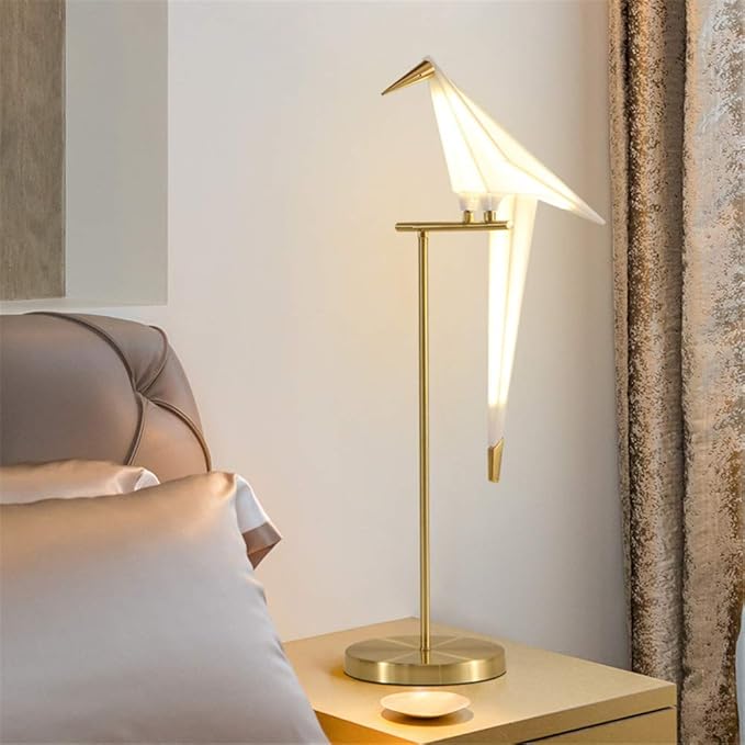 MORE CHANGE 28.5 inch LED Table Lamp, Modern Bird Table Light Gold Metal Fixtures for Living Room Bedroom Office (Table lamp) - Bloomnest