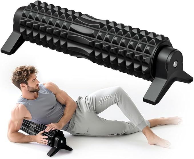RUNWE Foam Roller with Stand - Bracket Foam Roller for Back Pain, 21 inch Trigger Point Deep Tissue Massage Roller, Medium Density Grid Bracket Foam Rollers, Leg Roller for Muscles Deep Tissue - Bloomnest