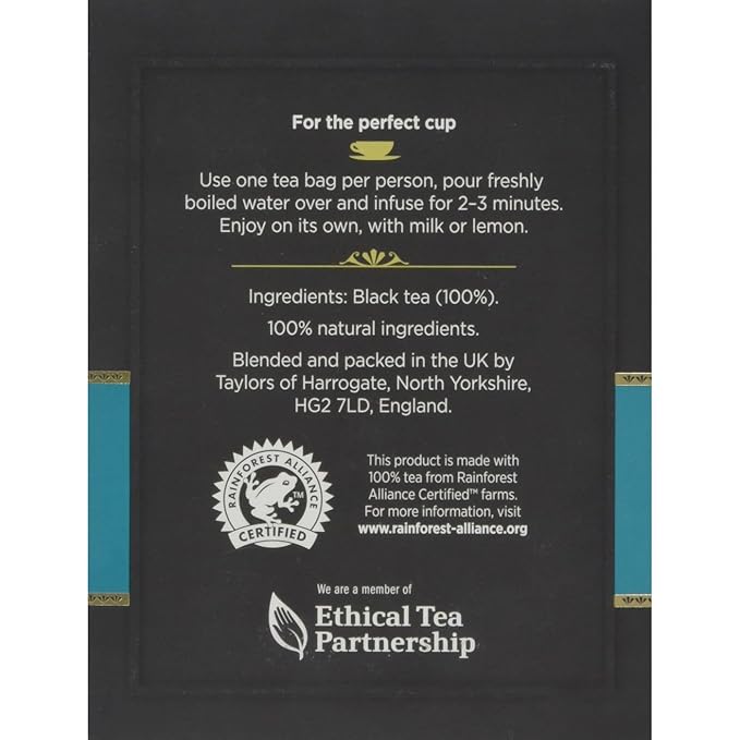 Taylors of Harrogate Afternoon Darjeeling, Black Tea, Individually Wrapped Bags 100 Count (Pack of 1), Delicate, Sweet & Floral, Caffeinated, Enjoy Hot or Iced, 100 Teabags - Bloomnest
