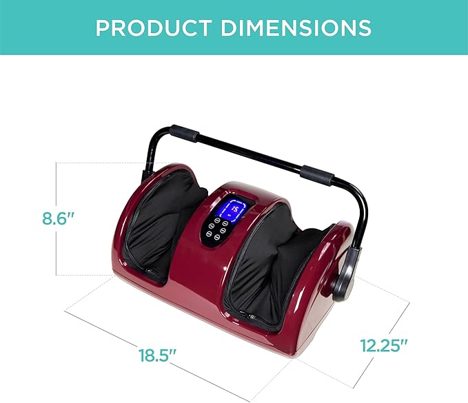 Best Choice Products Heated Shiatsu Foot Massager for Pain Relief, Plantar Fasciitis, Neuropathy, Blood Circulation w/Compact Design - Burgundy - Bloomnest