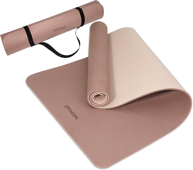 Extra Wide & Thick 8mm Yoga Mat, 72"x31.5" Large Non Slip Exercise Mat, Premium POE Material for Superior Cushioning & Stability, with Strap for Home Gym, Pilates - Bloomnest