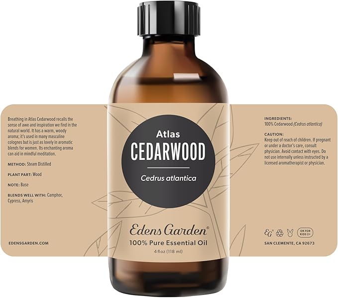 Edens Garden Cedarwood-Atlas Essential Oil- 100% Pure Premium Grade, Undiluted, Natural, Therapeutic, Aromatherapy, The Best for Diffuser, Candle, Laundry, Hair 118 ml (4 fl oz) - Bloomnest