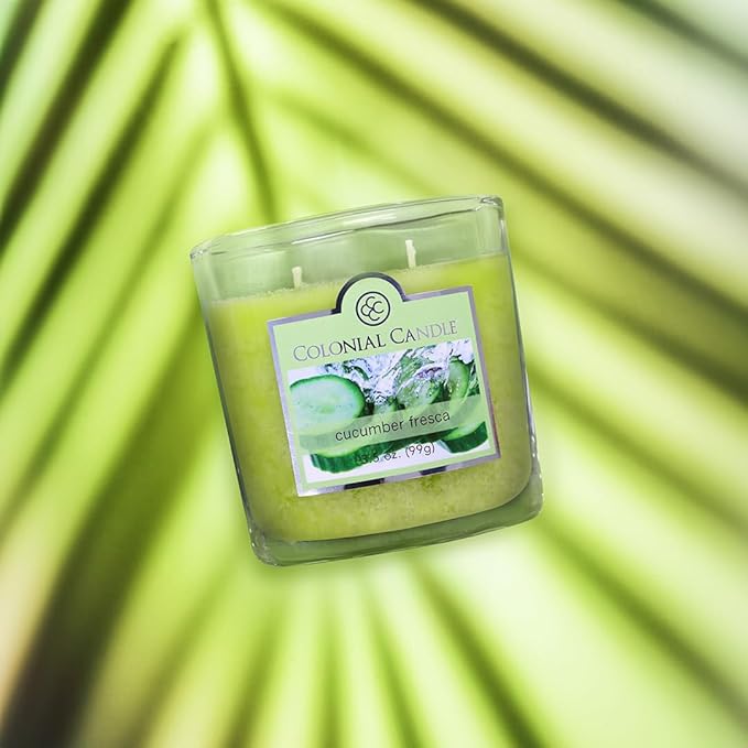 Colonial Candle Cucumber Fresca Scented Jar Candle, 2 Wick, 3.5 oz, Mottled Wax Candle - Bloomnest