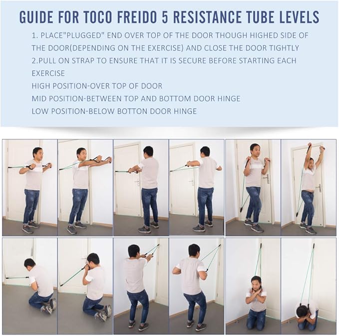 Single Resistance Bands, Workout Bands with Handles and The Exercise Bands with Door Anchor, Suitable for Resistance Training, Physical Therapy, Home Workouts, Boxing Training