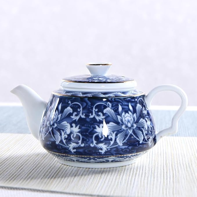 Blue and White Porcelain Teapot, Tea Kettle Teapot, Ceramic Chinese, Household, Ceramic Tea Pitcher, Vintage, Portable, Desktop Decor - Bloomnest