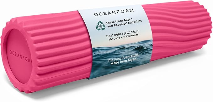 Oceanfoam Tidal Roller - Hot Pink - Muscle Massage Foam Roller for Back Pain & Stretching - Firm and Ergonomic Wide Wave Textured - Yoga, Athletics, & Wellness - Full Size, 20" x 5" - Bloomnest