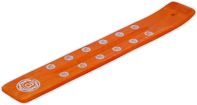 Bless-International Traditional-Handmade-Burner Wooden-Incense-Stick-Holder Ash-Catcher-Stand for-Aromatherapy-Meditation-Yoga (Orange, The Energy) 10 Inches, Pack of 2 - Bloomnest
