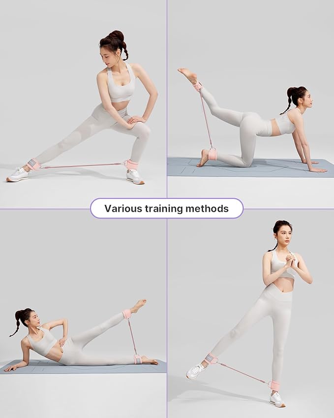 YOTTOY Ankle Resistance Bands with Cuffs, Adjustable Ankle Straps for Leg & Glute Workout, Butt Exercise Bands for Cable Machines Women, Perfect for Hip Fitness & Booty Training