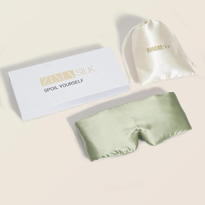 ZIMASILK 100% 22 Momme Mulberry Silk Sleep Mask - Full Silk Filled, Ultra-Soft & Breathable, Face-Hugging Blackout Eye Cover for Sleeping (Sage Green) - Bloomnest