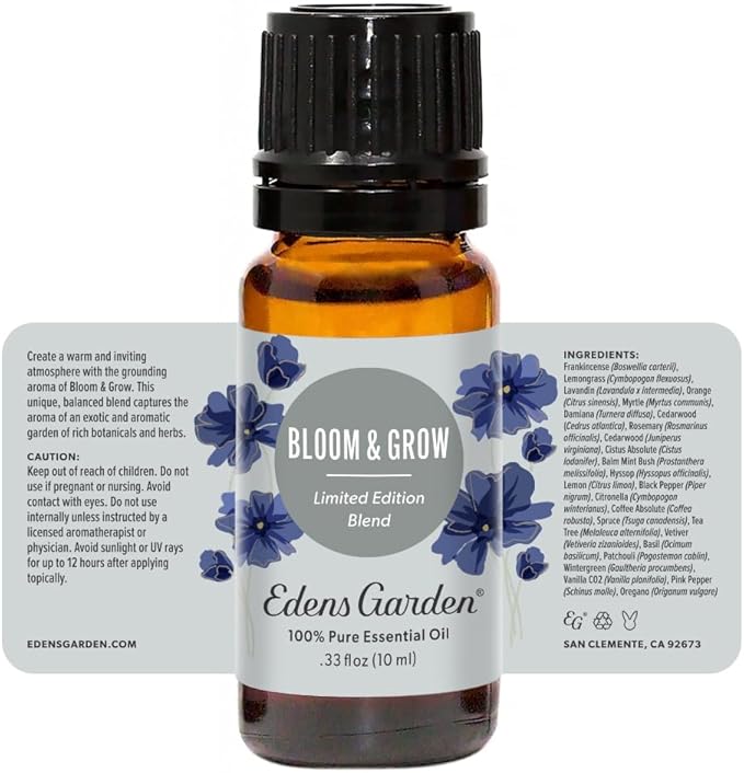 Edens Garden Bloom & Grow Essential Oil Blend- 100% Pure Premium Grade, Undiluted, Natural, Therapeutic, Aromatherapy, The Best for Diffusing, Skin, Candle, Laundry 10 ml (.33 fl oz) - Bloomnest