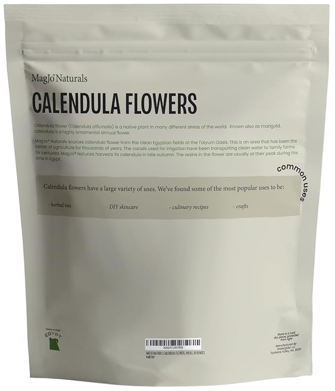 MagJo Naturals, Calendula Flower (1 Pound Bag) whole dried calendula flowers and petals, Calendula officinalis, loose leaf tea, marigold flowers, loose leaf teas, cocktail bombs, Raw - Bloomnest