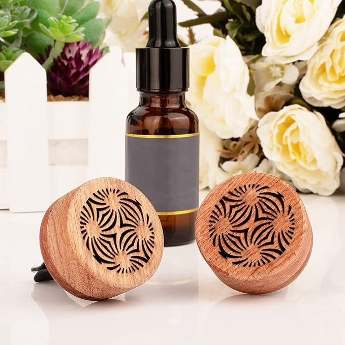 Essential Oil Car Diffuser, 2 PCS Car Aromatherapy Wood Diffuser with Vent Clip - Bloomnest