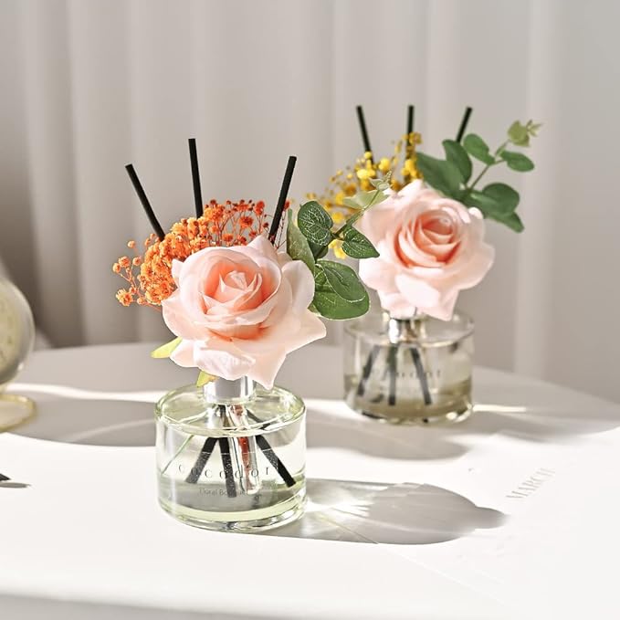 COCODOR Rose Flower Reed Diffuser/Lovely Peony/6.7oz(200ml)/1 Pack/Reed Diffuser, Reed Diffuser Set, Oil Diffuser & Reed Diffuser Sticks, Home Decor & Office Decor, Fragrance and Gifts - Bloomnest